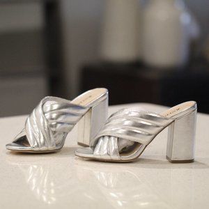 NWOT Silver Slide Sandals